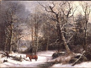 Leñador en invierno de George Henry Durrie