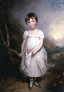 Retrato de una niña con vestido blanco de George Henry Harlow