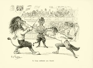 Le Loup combattait avec ferocite (litho) de George Henry Thompson