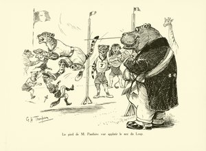 El pie del Sr. Pantera aplastó la nariz del Lobo (litografía) de George Henry Thompson