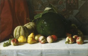 Naturaleza muerta de frutas en la mesa, 1882 de George Hetzel