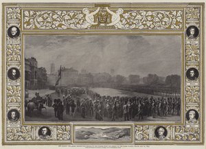 Su Majestad la Reina distribuyendo medallas a los héroes de Crimea en el Desfile de la Guardia de Caballos, 21 de mayo de 1855 de George Housman Thomas