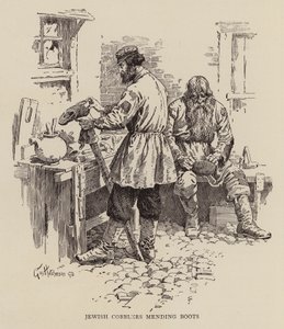 Zapateros judíos remendando botas (grabado) de George Hutchinson