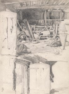 Estudio para "La oca", 1867: Interior de un granero