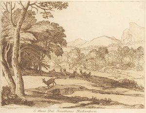 Sin título: Paisaje con ciervos de George Knapton