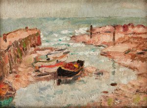 Barcos varados, Lower Largo de George Leslie Hunter