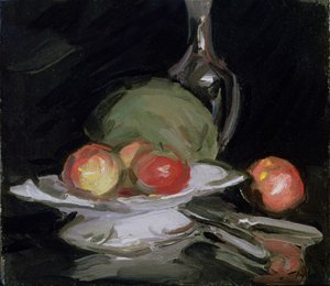 Naturaleza muerta cuenco de fruta, melón y garrafa de George Leslie Hunter