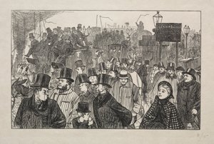 La corriente viva en el Puente de Londres - En el puente de George Louis Palmella Busson Du Maurier