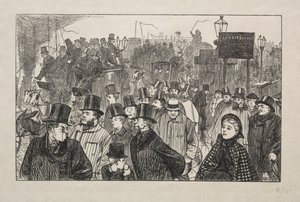 La Corriente Viva en el Puente de Londres - En el Puente, 1863 de George Louis Palmella Busson Du Maurier