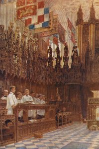 Capilla de San Jorge, Evensong (litografía en color) de George Moore Henton