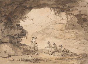 Campesinos en una gruta