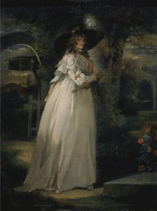 Retrato de una niña en un jardín de George Morland
