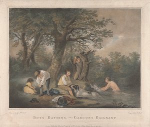 Juego de cuatro: Baño de Niños de George Morland