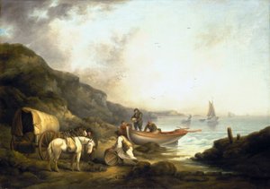 Tráfico de contrabandistas en la costa. Óleo sobre lienzo, principios del siglo XIX, de George Morland (1763-1804). de George Morland