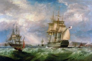 Buques de guerra británicos navegando hacia el puerto de Cork
