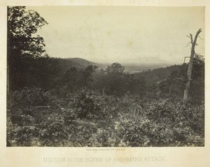 Escena de la batalla de Mission Ridge de Sherman de George N. Barnard