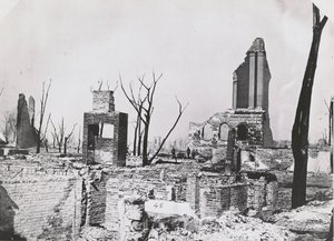 Ruinas del edificio de la Sociedad Histórica de Chicago después del Gran Incendio de Chicago, 1871