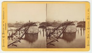 Estereografía del puente de la calle Van Buren después del incendio de Chicago de 1871, 1871