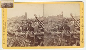 Estereografía de las ruinas de la tienda Mammoth de Field & Leiter después del incendio de Chicago de 1871, 1871