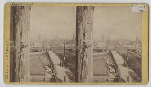 Vista estereográfica de Clark Street después del incendio de Chicago de 1871