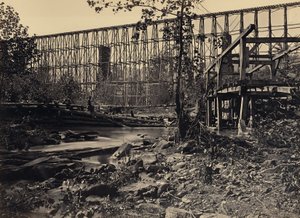 Puente de caballetes en Whiteside de George N. Barnard
