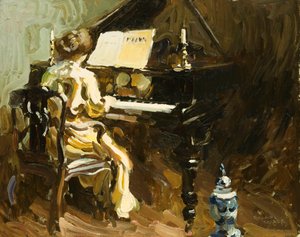 Mujer al piano de George Oberteuffer