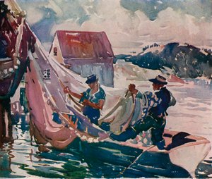 Enrollando redes, c1930