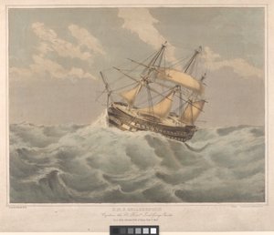 HMS "Bellerophon" (1824), 50 millas al ESE de Malta de George Pechell (after) Mends