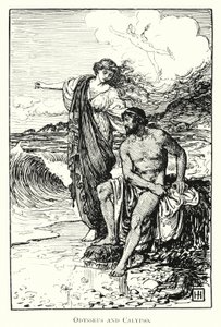 Odiseo y Calipso (grabado) de George Percy Jacomb Hood
