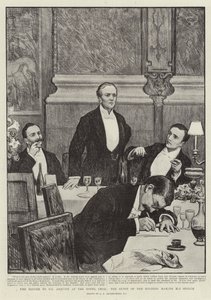 La cena para el Sr. Asquith en el Hotel Cecil, el invitado de la noche dando su discurso de George Percy Jacomb Hood