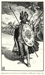 La Ilíada: Agamenón en su armadura y la Diosa de la Discordia de George Percy Jacomb Hood