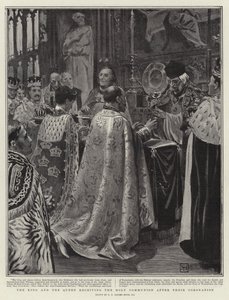 El Rey y la Reina recibiendo la Sagrada Comunión después de su Coronación de George Percy Jacomb Hood