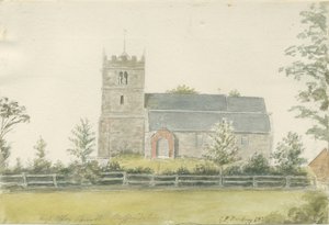 Iglesia de High Offley: pintura en acuarela, 1821 de George Perfect Harding
