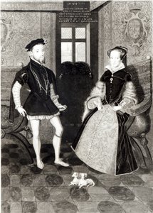 Retrato de Felipe II de España (1527-98) y la Reina María I (1516-58) grabado por Joseph Brown, 1812 de George Perfect Harding