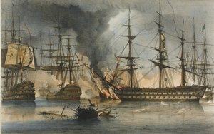 La batalla naval de Navarino el 20 de octubre de 1827