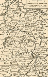 Mapa para ilustrar la Batalla del Somme de George Philip and Son Ltd