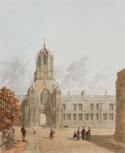Tom Tower, Christ Church desde Pembroke Square, Oxford, 1849 de George Pyne