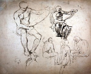 Hombres desnudos - estudios para los antiguos de George Richmond