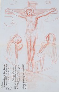 Estudio de la Crucifixión, c.1857 (tiza roja y negra sobre papel azul grisáceo con filigrana)