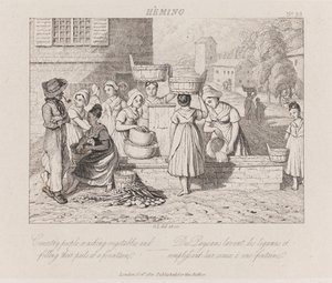 Lavando vegetales, Heming, c.1821 de George Robert Lewis