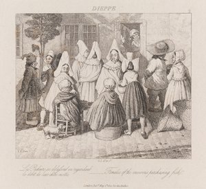 Mujeres Comprando Pescado, Dieppe, c.1821 de George Robert Lewis