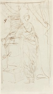 Una dama elegante con vestido clásico [anverso] de George Romney