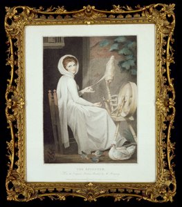 Die Spinnerin (grabado de Thomas Cheesman, según G. Romney, publicado por John y Josiah Boydell 1789)