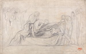 Figuras de luto ante el féretro de una mujer de George Romney