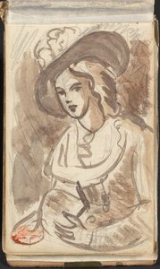Retrato de medio cuerpo de una mujer con sombrero de George Romney
