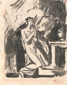 Ifigenia arrodillada ante un altar de George Romney