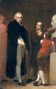 John Flaxman (1755-1826) modelando su busto de William Hayley (1745-1820), c.1791-92 de George Romney
