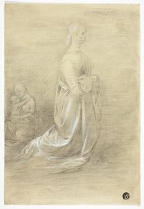 Mujer arrodillada, madre e hijo sentados de George Romney