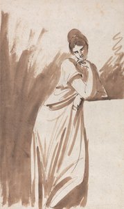 Dama apoyada en una columna: (Posiblemente un boceto para "Miss Woodley") de George Romney