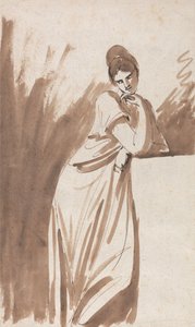 Dama apoyada en un pedestal (posiblemente un boceto para «Miss Woodley»)